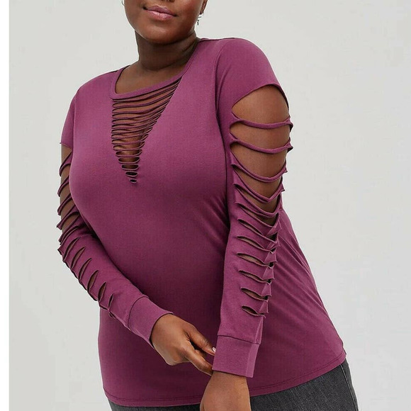 New Torrid 1 (1X 14/16) Classic Fit Purple‎ Sexy Busty Slash Punk Club Shirt - Picture 1 of 2